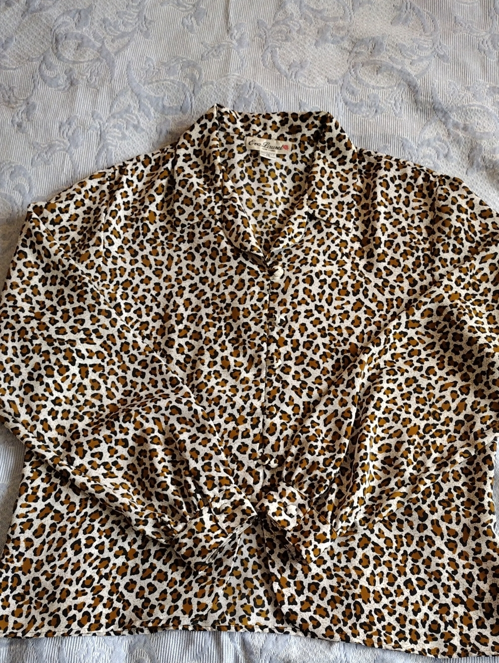 Eva Laurel New YorkLeopard Print Button-Up Shirt - Brown/Vintage Black on White